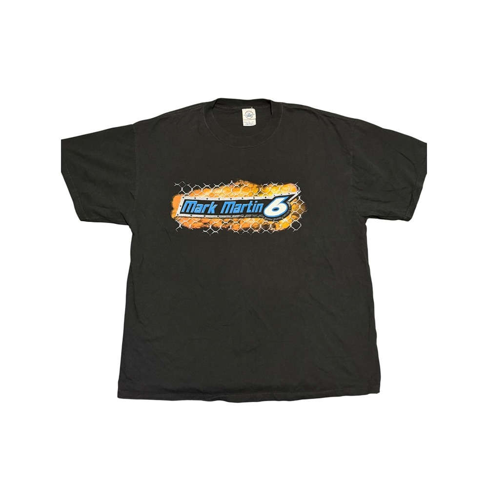 Vintage Mark Martin 6 NASCAR Racing T-Shirt‎ Delta Magnum XL Black 2000s